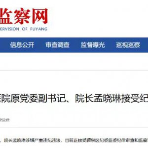 阜陽市第五人民醫(yī)院原黨委副書記、院長孟曉琳被查！